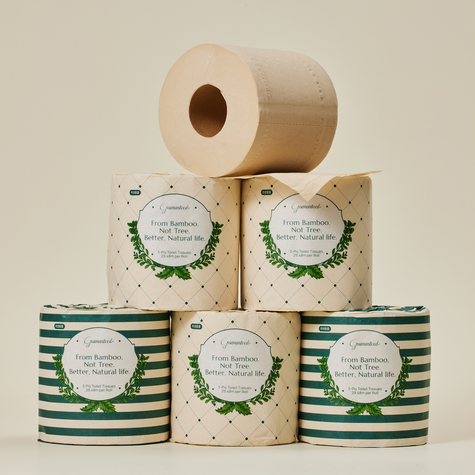 [게런티드 by 바스틀리] 대나무 3겹 두루마리 화장지 개별포장 12롤 모던