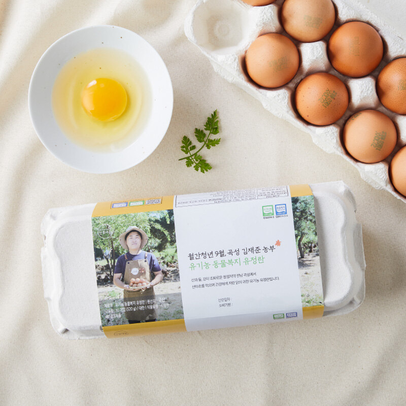 [산들내음] 청년농부 유기농 동물복지 유정란(10구) 520g