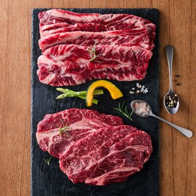 [사전예약] 풀블러드 와규 스테이크(척아이롤&갈비살)