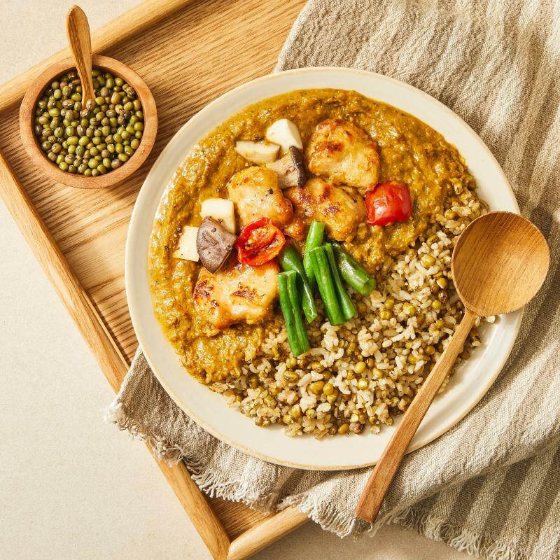 [저속도시락] 시금치 커리 치킨 & 녹두 보리밥 285g